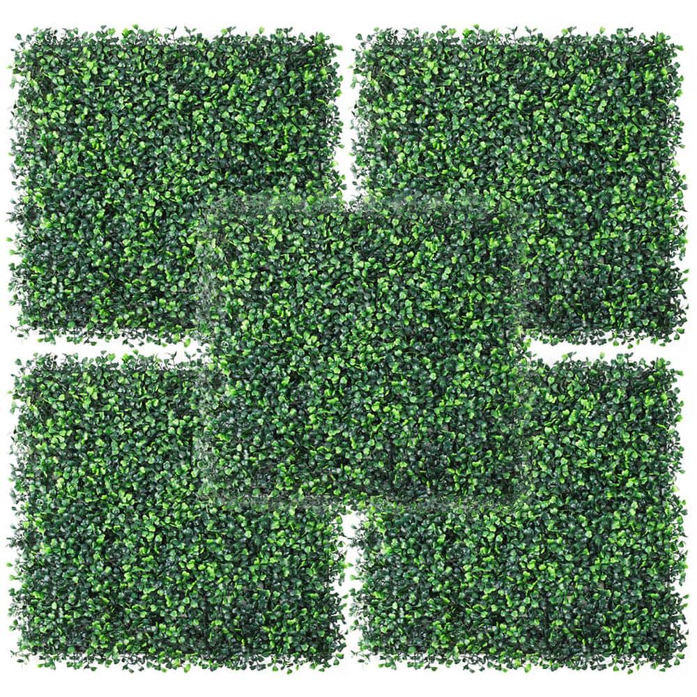 12- Pieces 20 in. x 20 in. x 1.8 in., Artificial Boxwood Hedge Grass Wall  Panel Faux Greenery UV-Protected Hieasy-12pc/Pack The Home Depot