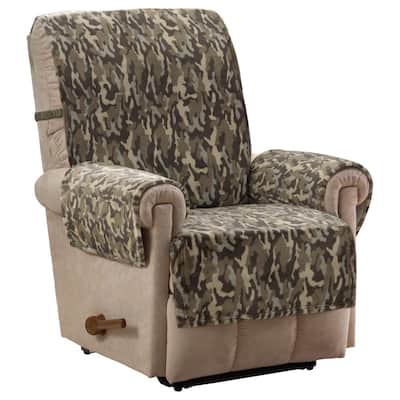 Camo Plush Green Polyester Fits on Recliner Furniture