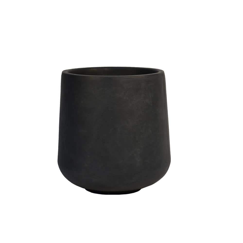 Charcoal Round Concrete Planter with Soft Curves, 20"