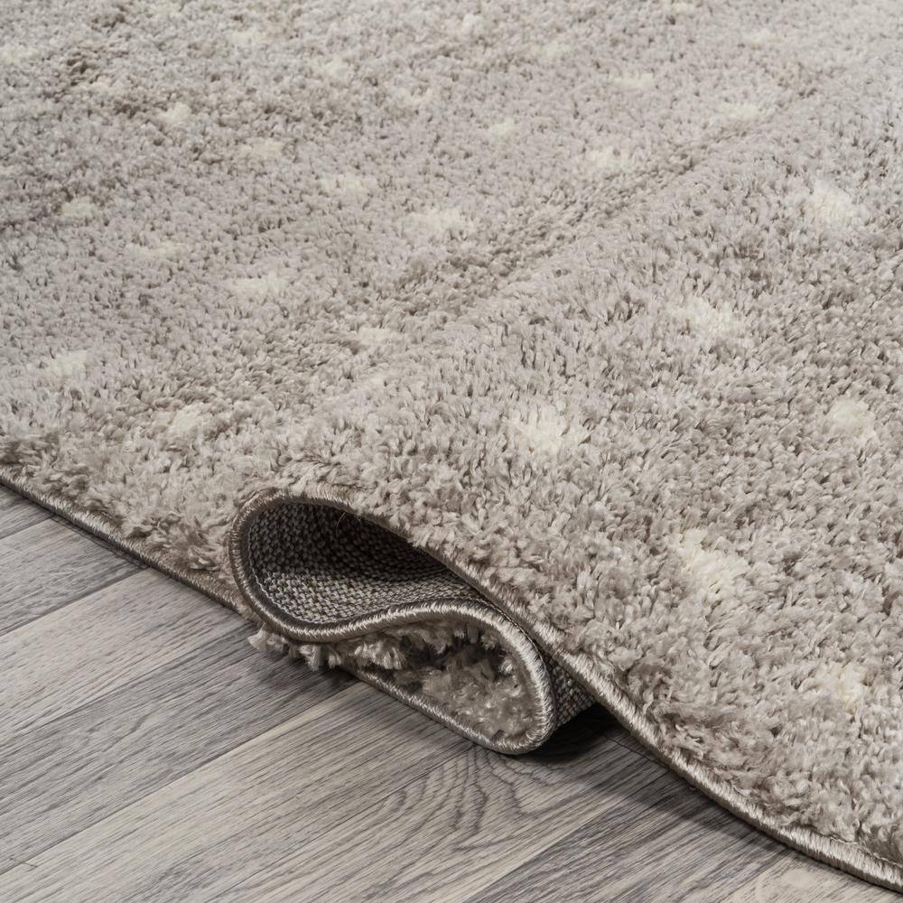 Gray and Ivory Geometric Dot Shag Runner Rug 2' x 8'