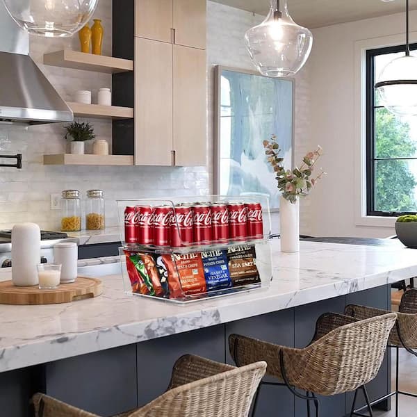 Stackable Storage Bins Open Front - Clear Acrylic Pantry and Kitchen Bins for Storage and Organization (Large 2 Pack)