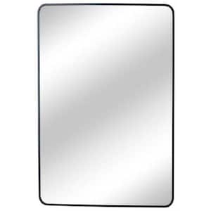 24 in. W x 30 in. H Rectangular Aluminum Framed Wall Bathroom Vanity Mirror in Black