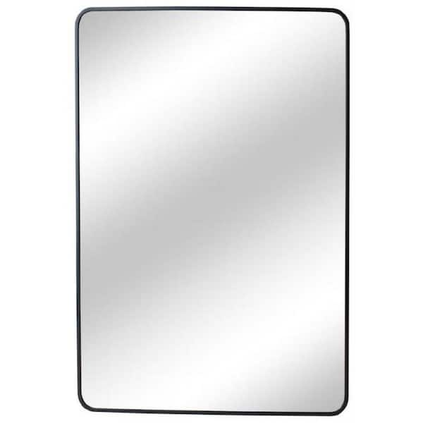 24 in. W x 30 in. H Rectangular Aluminum Framed Wall Bathroom Vanity Mirror in Black (Screws Not Included)