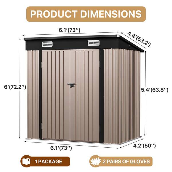 Sizzim 6 ft. W x 4 ft. D Single Pitched Roof Lean-To Storage