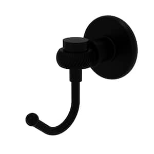 Continental Collection Robe Hook with Twist Accents in Matte Black