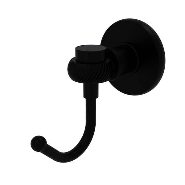 Allied Brass Continental Collection Robe Hook with Twist Accents in Matte Black