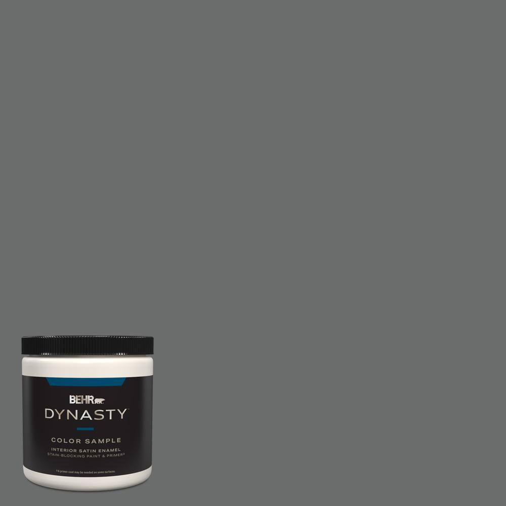 BEHR DYNASTY 8 oz. #770F-5 Dark Ash Satin Enamel Interior/Exterior ...