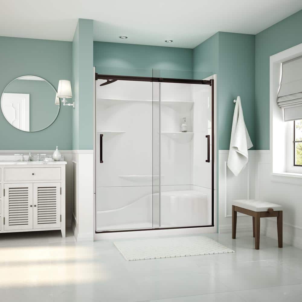 Coronado Acrylx 60 in. x 30 in. Single Threshold Left Drain Shower Kit in W
