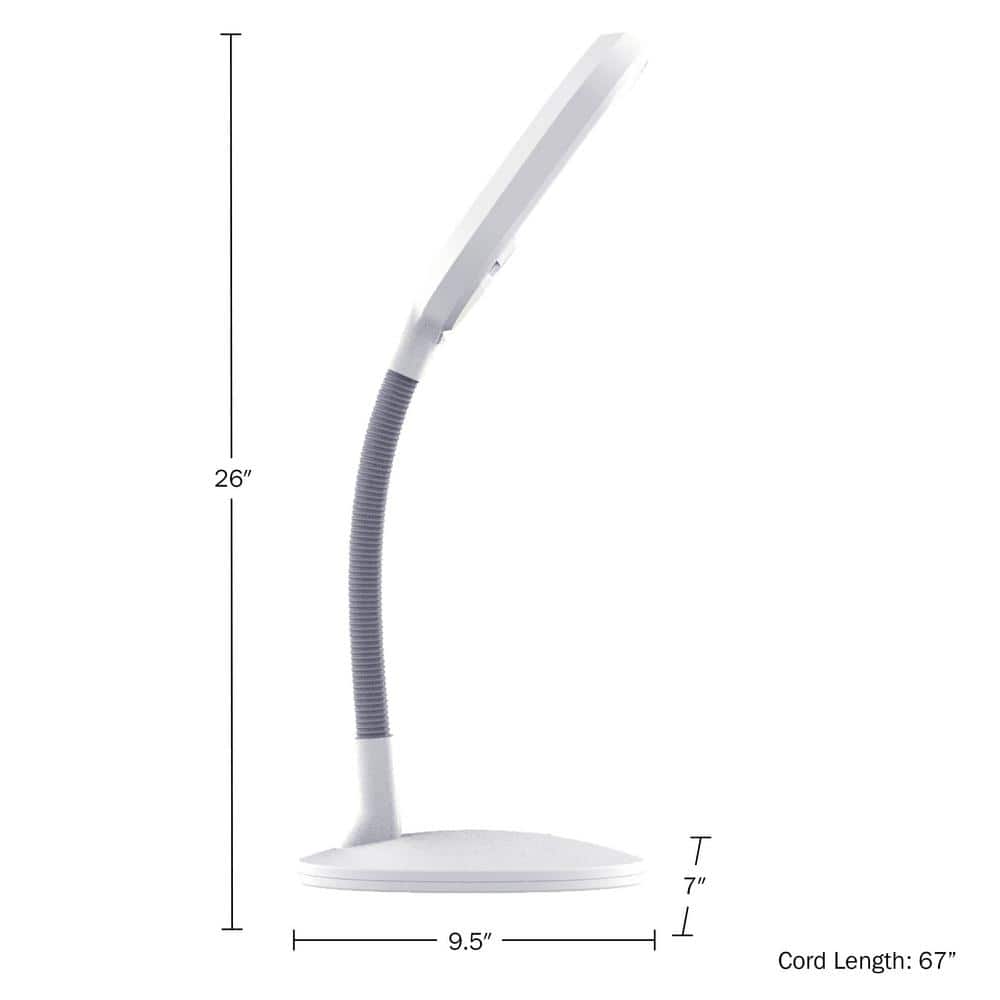 White Adjustable LED Desk Lamp with Touch Dimmer
