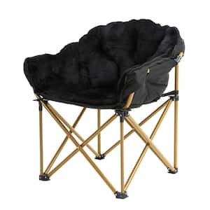 Black Cotton Faux Fur Saucer Chair