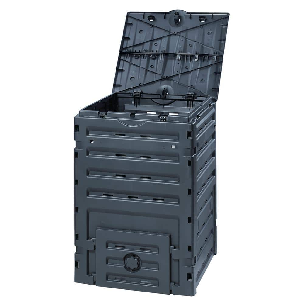 Eco-Friendly 120-Gal Polyethylene Stationary Composter with Latching Lid