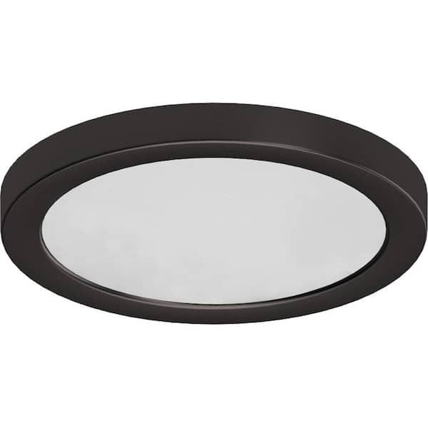Volume Lighting 10 ni. 1-Light Antique Bronze LED Indoor Mini Disc/Circle Ceiling Flush Mount/Wall Mount Sconce with White Circle Lens
