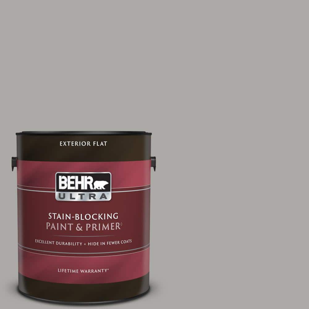 BEHR ULTRA 1 gal. PPU1814 Cathedral Gray Flat Exterior Paint & Primer