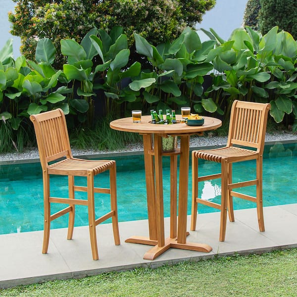 Cambridge Casual Harbin 3-piece Teak Bar Height Outdoor Bistro Set