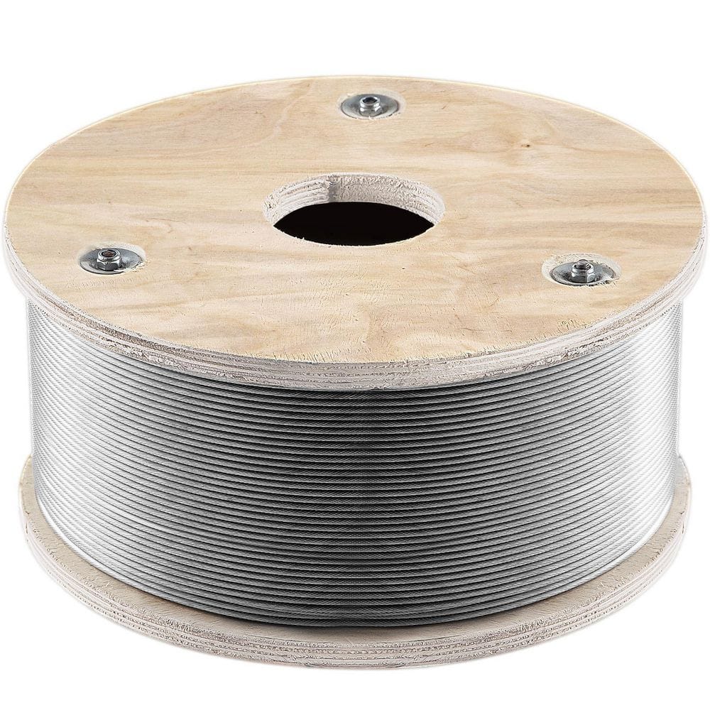 VEVOR 500 ft. x 1/8 in. T316 Stainless Steel Wire Rope 2100 lbs. Load Aircraft Wire Cable with 1x19 Strands Core for Railing, Multi
