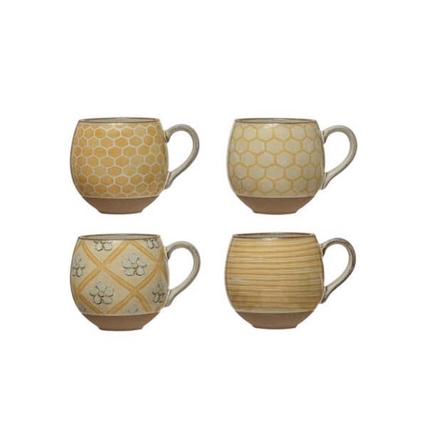 Storied Home 12 oz. Multi-Colored Stoneware Tea Cups (Set of 4)