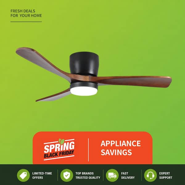 42 in. Integrated LED Indoor Flush Mount Black Standard Ceiling Fan with Remote 6-Speed, DC Motor Reversible