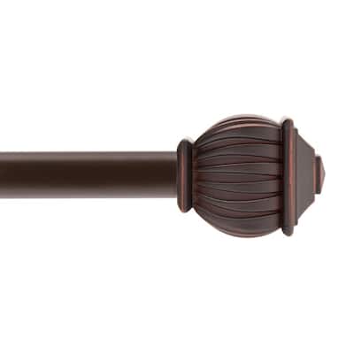 Benji 28 in. - 48 in. Adjustable 5/8 in. Single Decorative Curtain Rod in Weathered Brown with Soft Square Finial