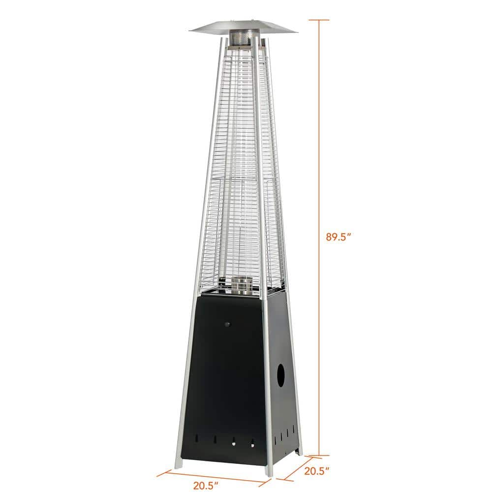 HeatMaxx 89.5" Black and Silver Propane Pyramid Patio Heater