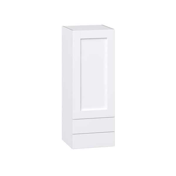 J COLLECTION Milton 15 in. W x 14 in. D x 40 in. H Assembled Shaker Wall Kitchen Cabinet in Bright White with 2 Drawers