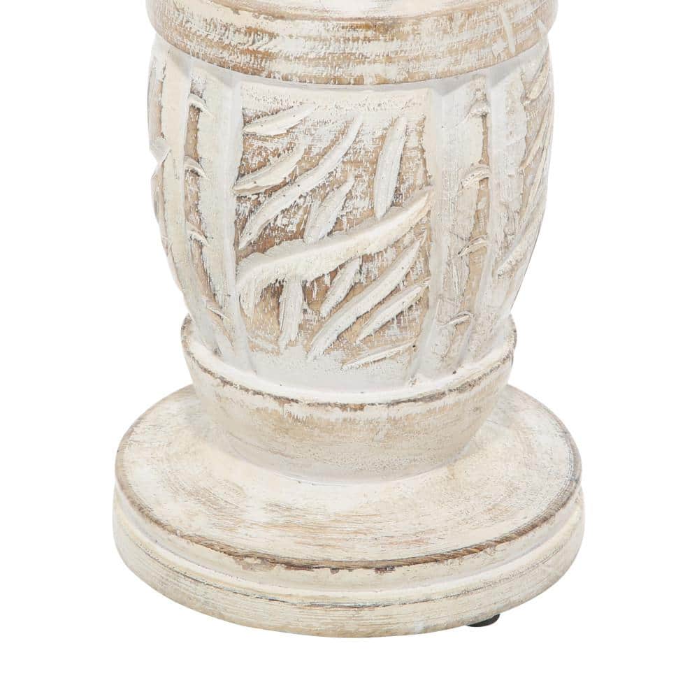 Radiant Elegance White Washed Wood Candlestick Trio, Set of 3