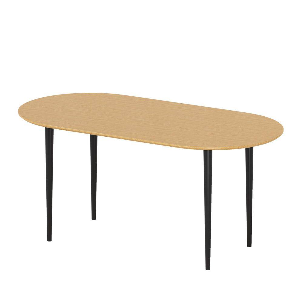 Oval Light Brown Solid Wood 67 in. Kitchen Tables 4 Legs Dining Table Seats 6