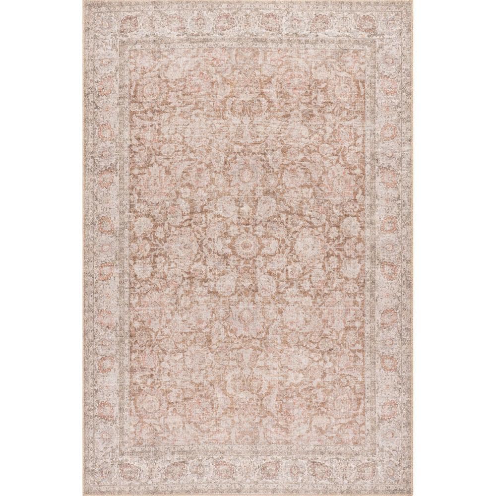 Glenette Rust Rectangular Synthetic Vintage Medallion Area Rug, 5' x 8'
