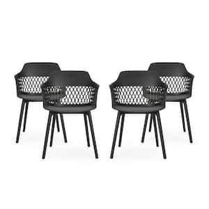 Azalea Black Plastic Outdoor Patio Dining Chair (4-Pack)