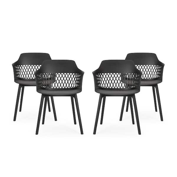 Azalea Black Plastic Outdoor Patio Dining Chair (4-Pack)