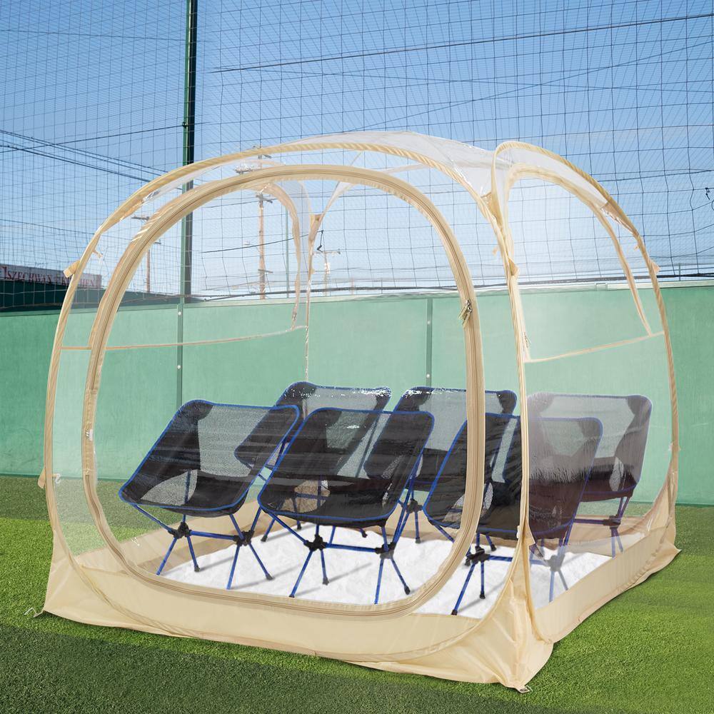Beige 6-Person Fiberglass Frame Pop-Up Bubble Camping Tent