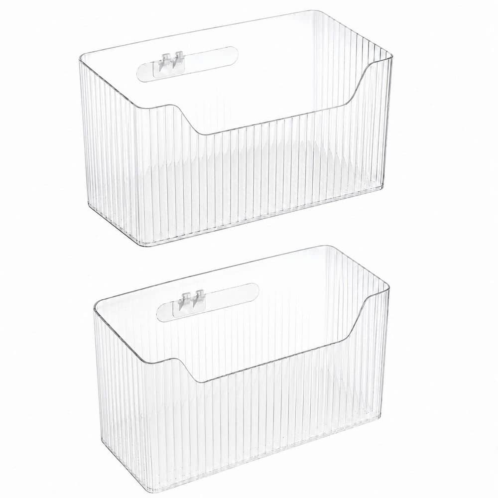 2-Pack Adhesive Wall-Mounted Cabinet Door Organizer Bins, Clear Stackable Storage Caddy for Bathroom Cabinets price history on PriceWatchPro
