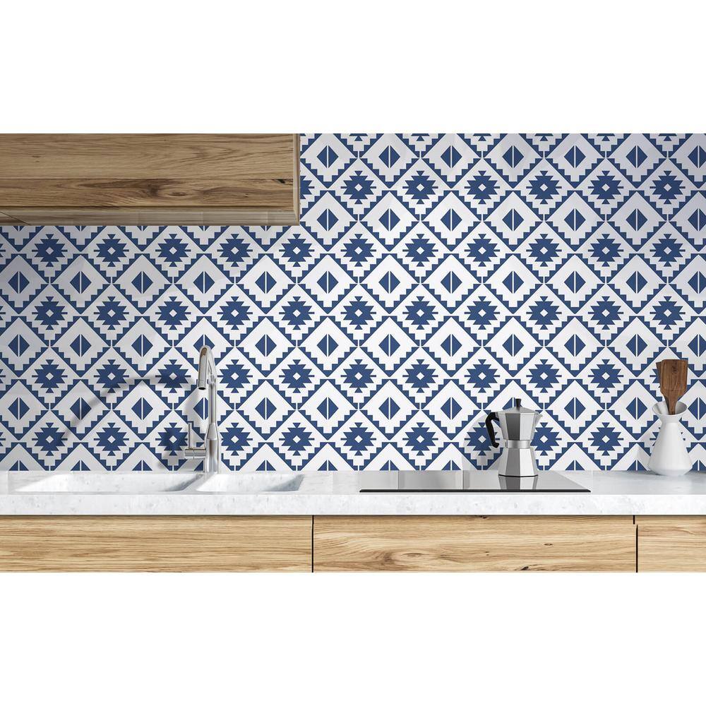 Navy Blue Southwest Tile Peel and Stick Wallpaper