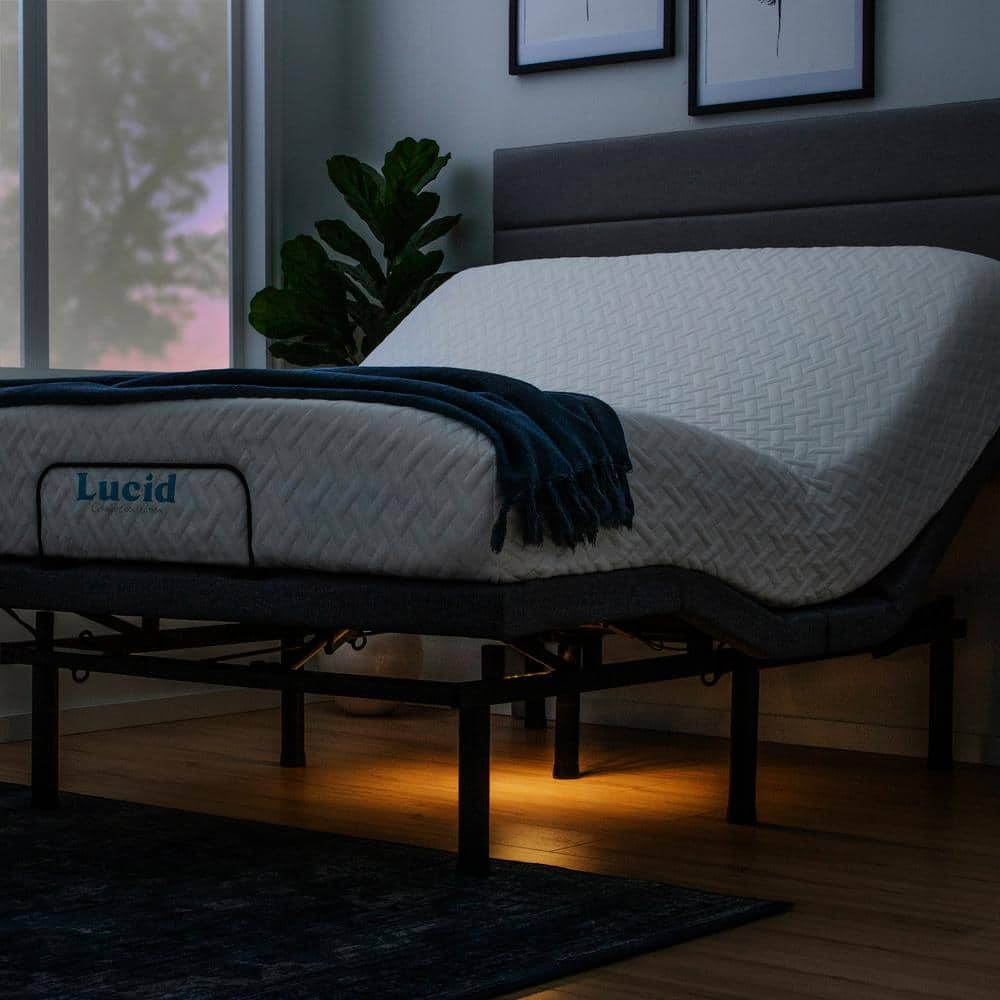 Black Twin XL Adjustable Bed Frame Base with Wireless Remote and Smart App - thumbnail 2