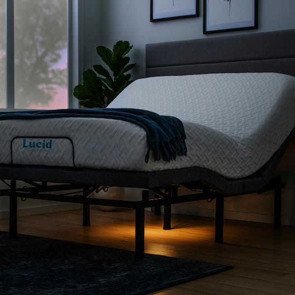 Lucid Comfort Collection Twin XL Adjustable Bed Base with Wireless