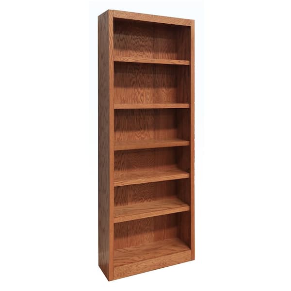 Concepts In Wood 84 in. Dry Oak Wood 6-shelf Standard Bookcase with Adjustable Shelves