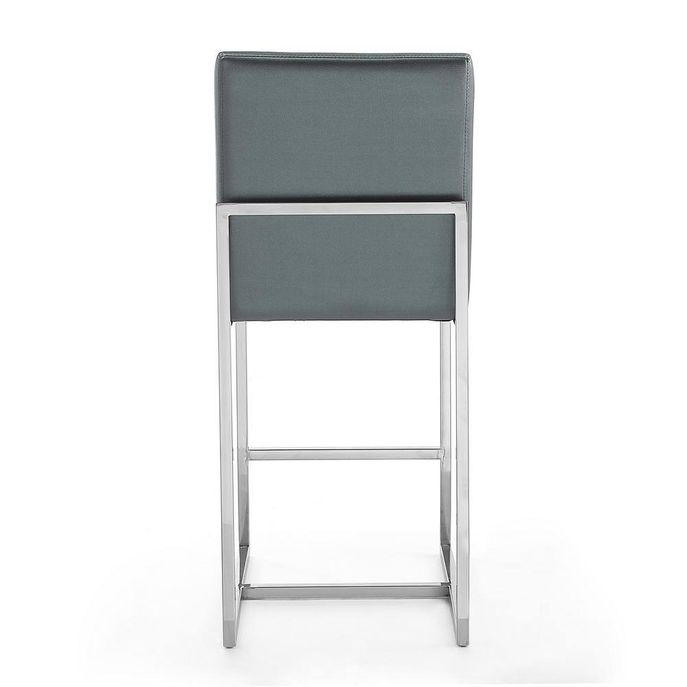 Graphite Faux Leather and Chrome Counter Stools, Set of 3
