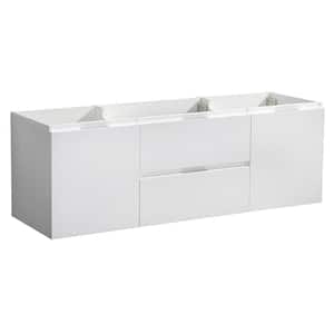 Valencia 60 in. W Wall Hung Bathroom Double Vanity Cabinet in Glossy White