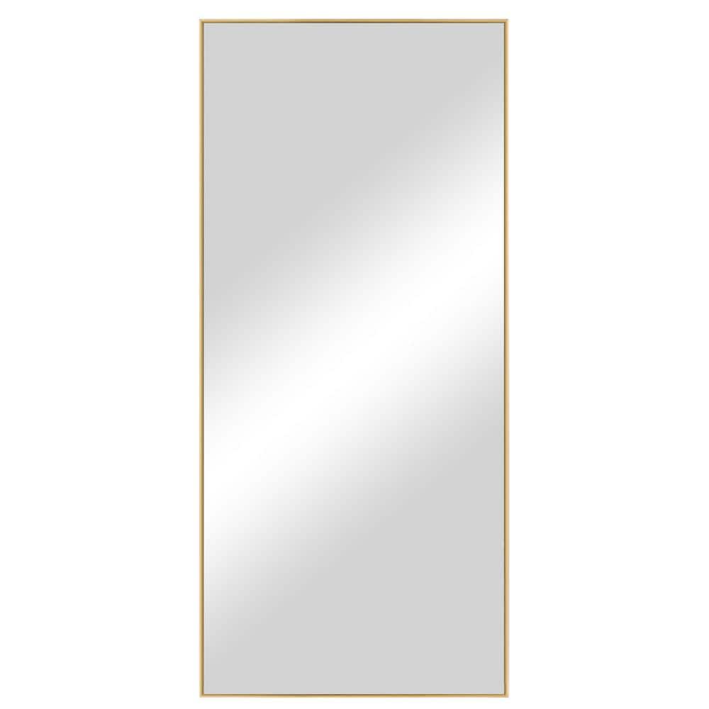 22 in. H x 47 in. W Rectangle Gold Metal Wall Mirror
