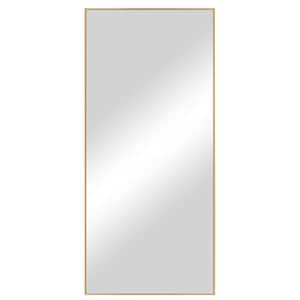 22 in. H x 47 in. W Rectangle Gold Metal Wall Mirror