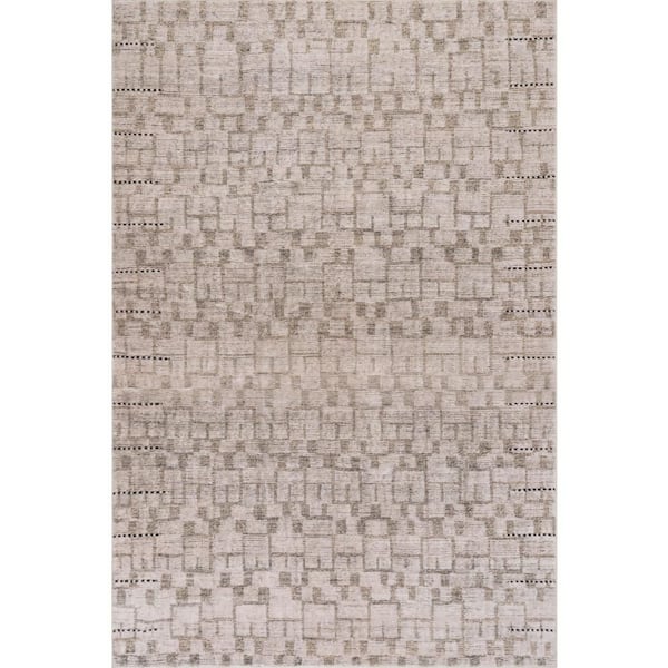 3 ft. x 5 ft. Beige Ilvara Abstract Washable Indoor Area Rug