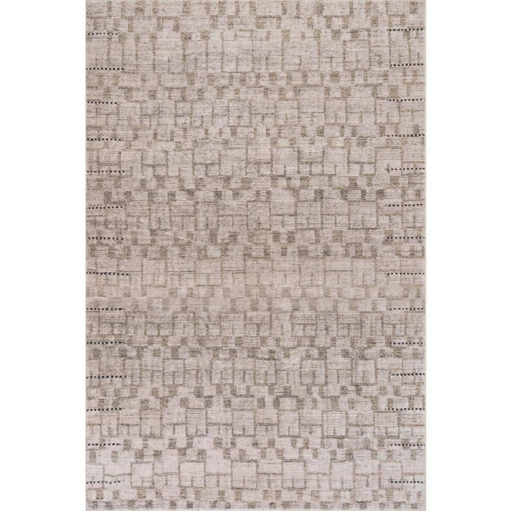 nuLOOM 6 ft. x 9 ft. Beige Ilvara Abstract Washable Indoor Area