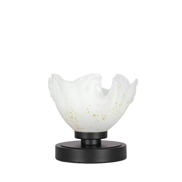 Unbranded Quincy 6.25 in. Matte Black Accent Lamp with Glass Shade