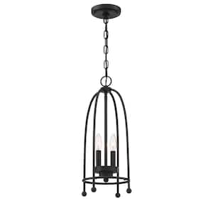 Tesia 2-Lights Black Pendant with Metal Cage Shade