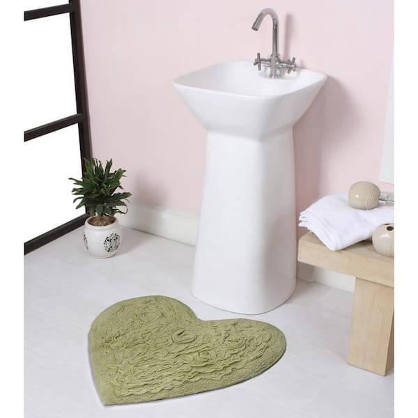 HOME WEAVERS INC Bell Flower Collection 100% Cotton Tufted Non-Slip Bath Rugs, 25 in. x25 in. , Green