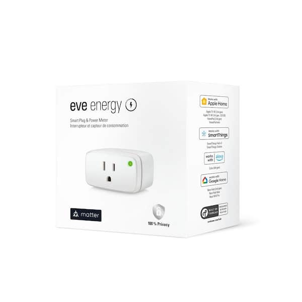 eve Energy (Matter) 2-pack - Smart Plug, Matter and Thread enabled, Works  w/ Apple HomeKit, Alexa, Google Home, SmartThings 10037873 - The Home Depot