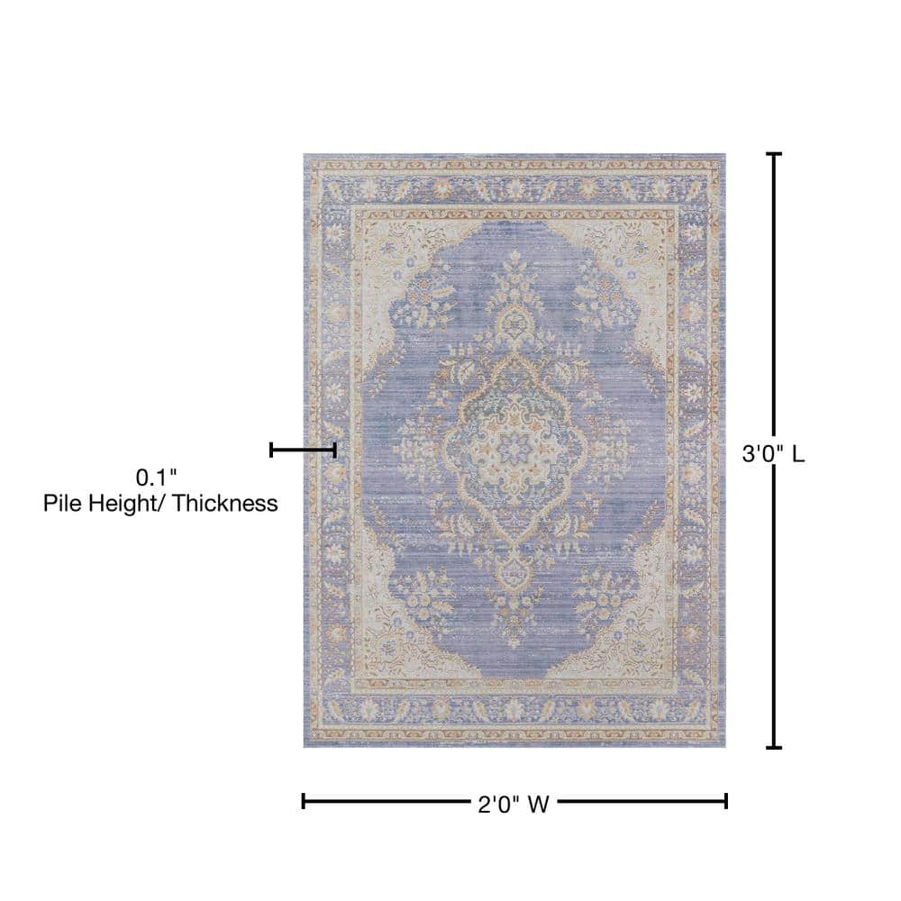 Periwinkle Braided Serenity 24"x4" Synthetic Accent Rug