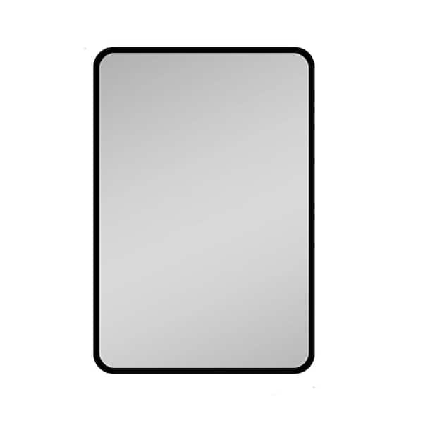 24 in. W x 30 in. H Black Rectangular Metal Framed Surface/Recessed Medicine Cabinet with Mirror