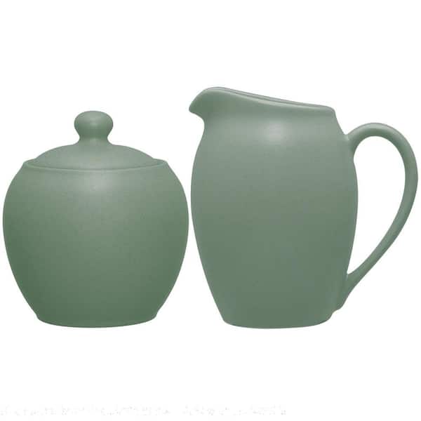 Color Wave Green 13 fl. oz. (Medium Green) Stoneware Sugar and Creamer Set