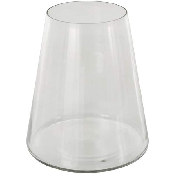 Litton Lane 9 in. Clear Wide Round Cone Glass Decorative Vase