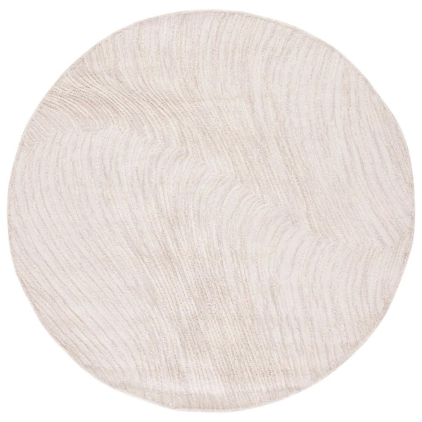 SAFAVIEH Trace Beige 6 ft. x 6 ft. Abstract Round Area Rug